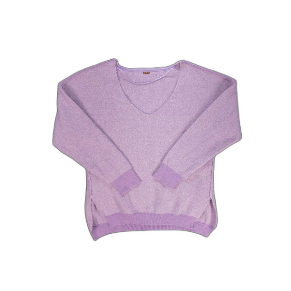 Free People Lilac Relaxed Fit V-Neck Sweater Womens Small Soft Cozy Oversized